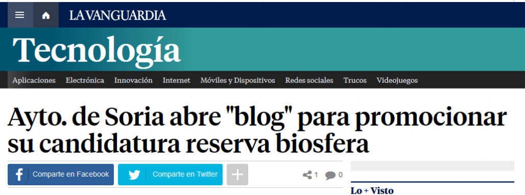 Blog Elige Soria difundida en La Vanguardia