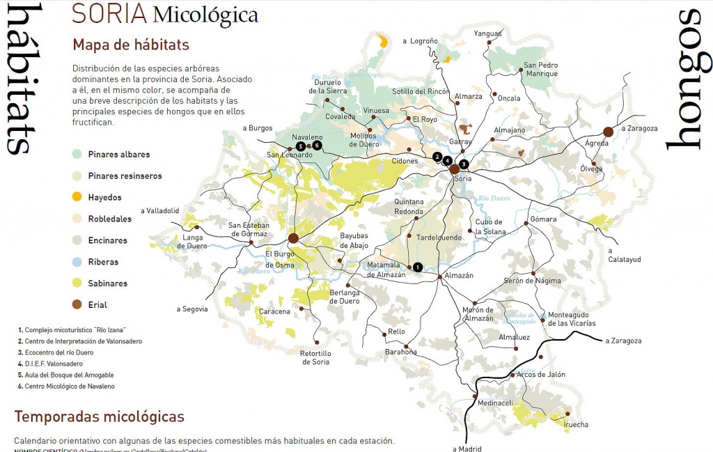 Micologia en Soria provincia_zonas en mapa