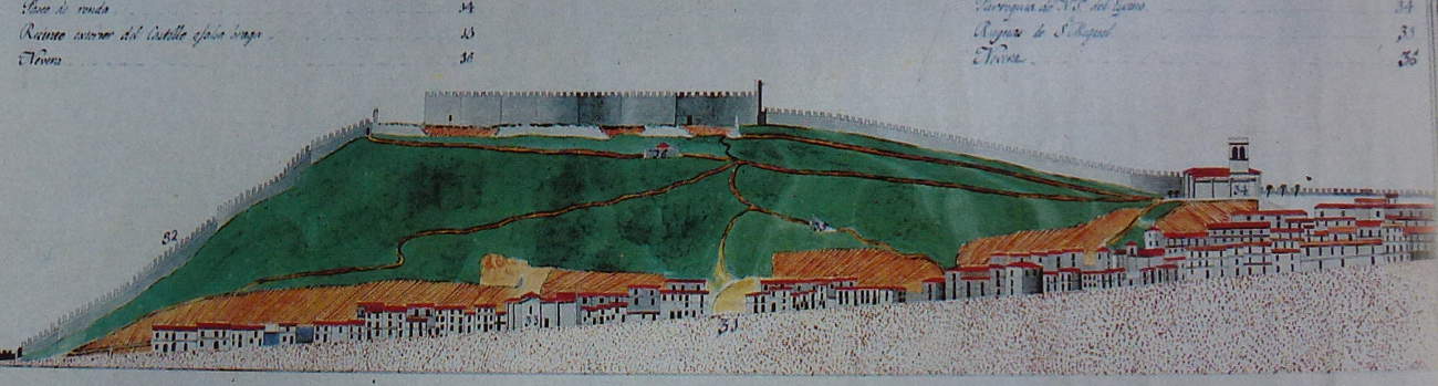 Plano ladera norte Castillo de Soria por Badiola en 1813