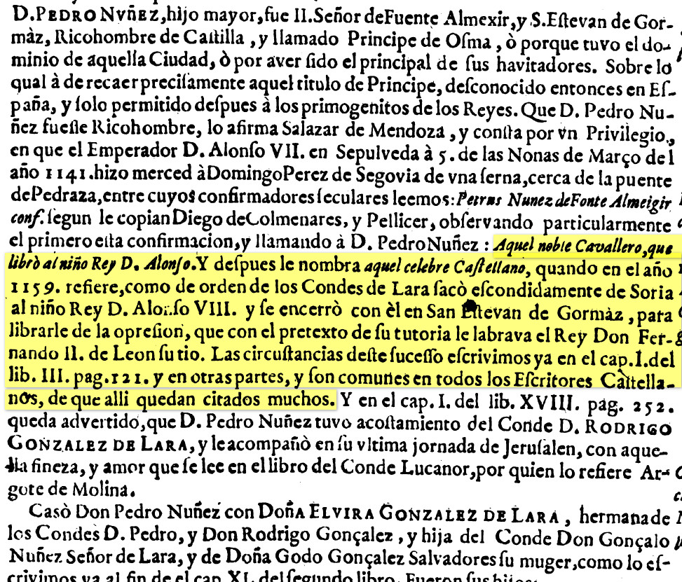 Pedro Nuñez de Fuentearmegil en Historia de la Casa de Lara