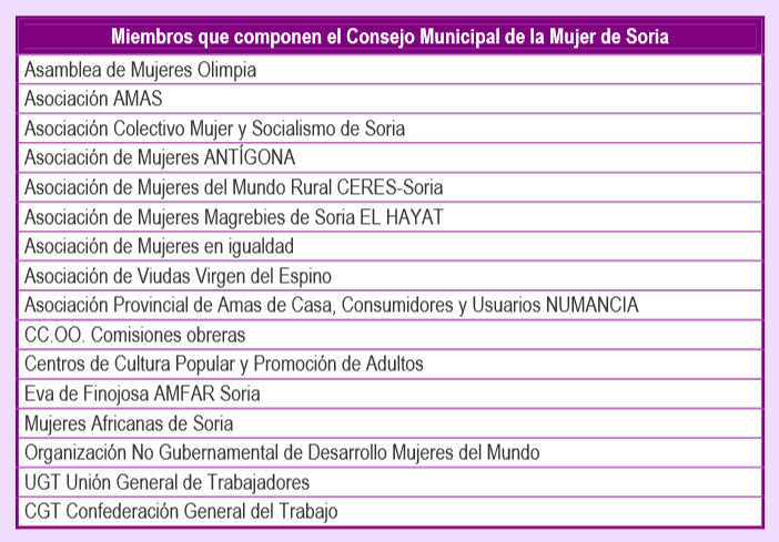 Consejo Municipal de la Mujer en Ayuntamiento de Soria