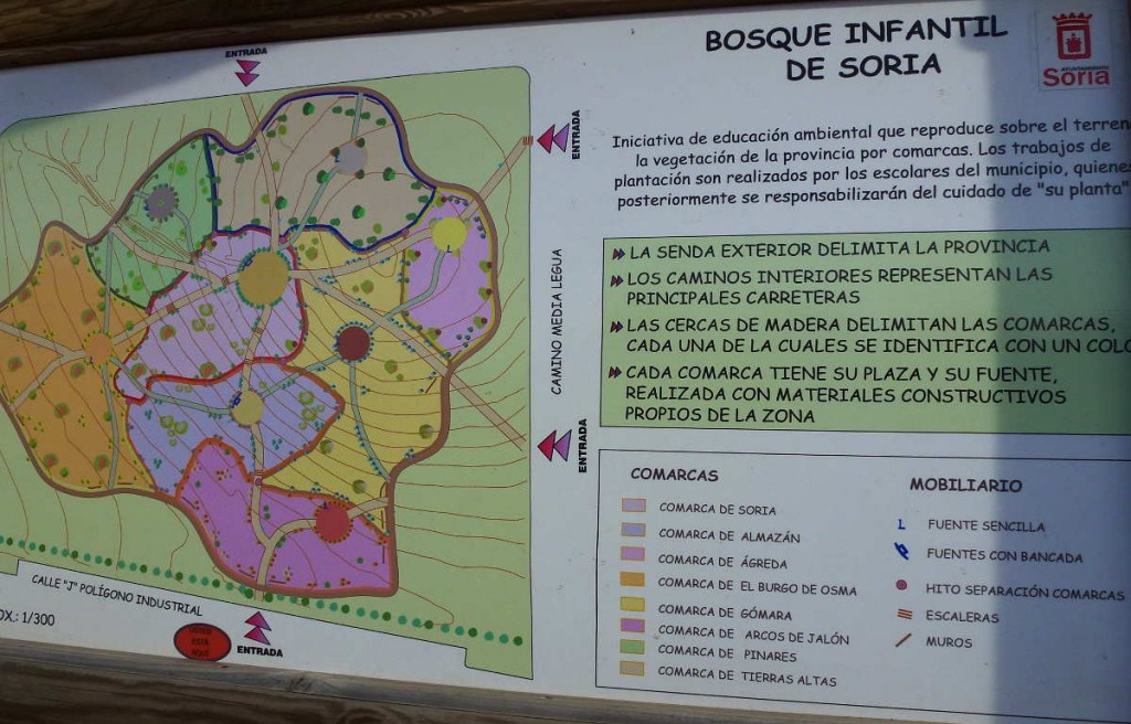 Mapa y explicacion cartel del Bosque Infantil de Soria