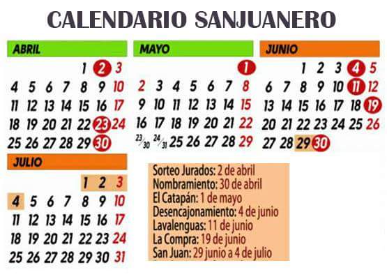 calendario sanjuanero