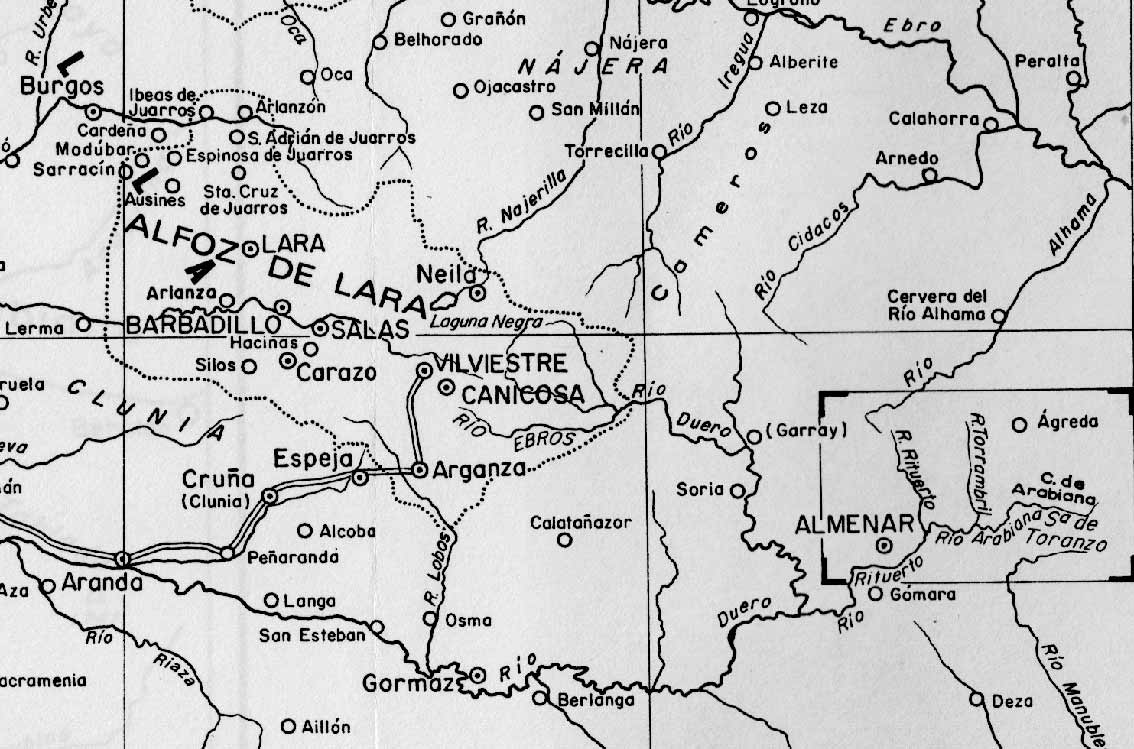 mapa-de-la-Ruta-de-los-Infantes-de-Lara_Menéndez-Pidal